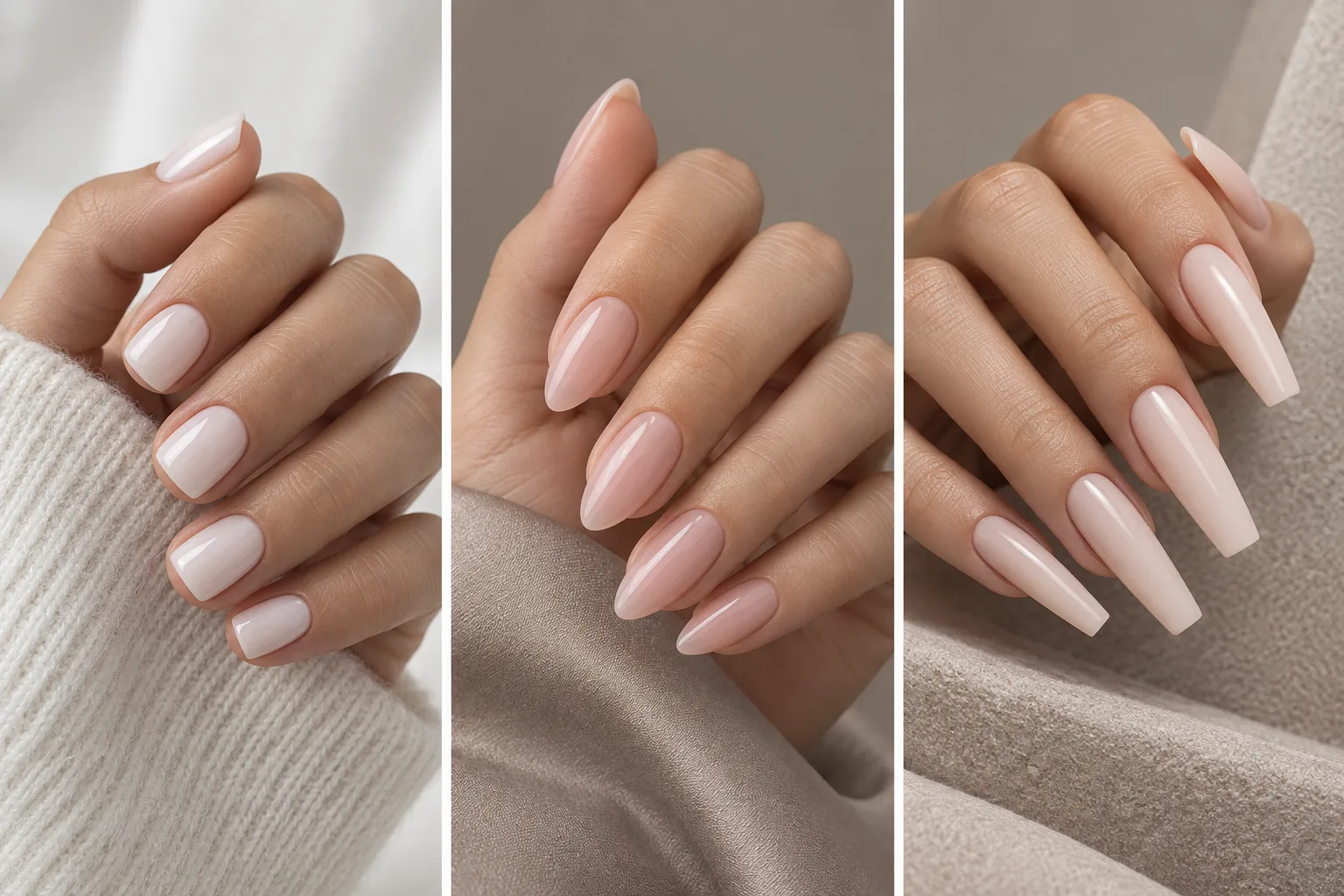 Different nail shapes illustrating extension customization options